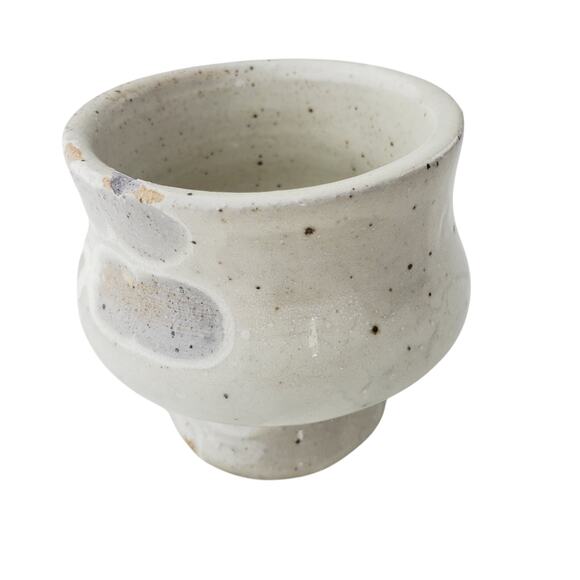 Handmade Clay Vase Small Beige & White Collectible Spotted Nature Vibe Modern - Picture 2 of 8